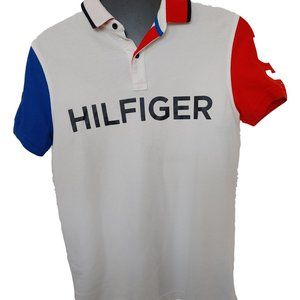 Men's White Tommy Hilfiger Polo Short Sleeve Shirt Sz M